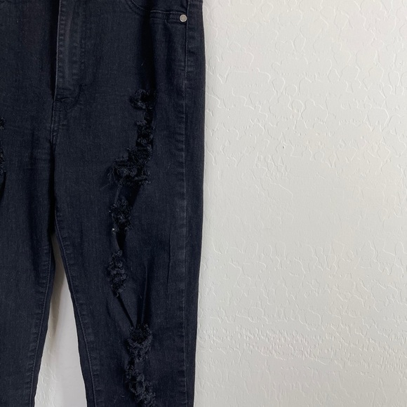 Black ripped distressed front jeans - Picture 4 of 5